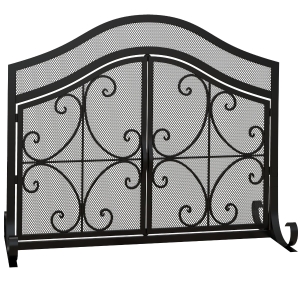 HOMCOM Grille de protection pour cheminée panneau unique en maille d'acier 105 x 40 x 80,5 cm noir