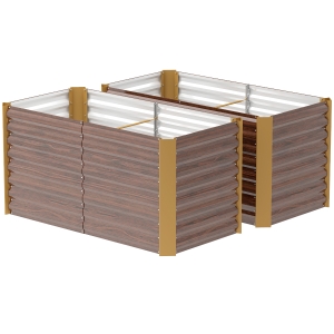 Outsunny Hochbeet 2er-Set, Pflanzkasten, extra tief, Metall, 120 x 60 x 60 cm Braun