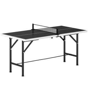 SPORTNOW Mini Mesa de Ping Pong Dobrável 152x76 cm para Exterior com Rede 2 Raquetes e 3 Bolas Fácil de Transportar Preto