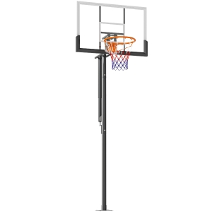 SPORTNOW Tabela de Basquetebol para Exterior Altura Ajustável 230-305 cm Aro Ø48 cm e Base Estável  Preto