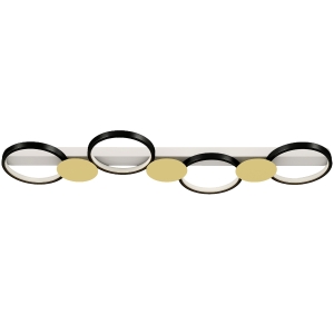 HOMCOM Candeeiro de Teto Regulável com 4 Focos Controlo Remoto Modos de Cena 1500 lm 38 W 3000 K-6500 K 100x31x7 cm Preto e Dourado