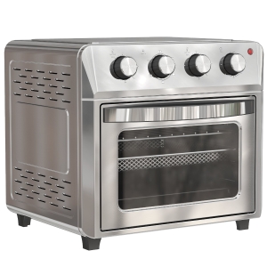 HOMCOM Mini-oven met hetelucht, heteluchtfriteuse, 6 verwarmingsmodi, timer, accessoires, 24L, zilver