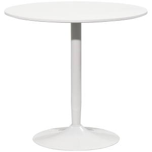 HOMCOM Round dining table for 2 people, modern-style kitchen table with steel base, Ø 80 x 75 cm, white