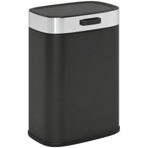 HOMCOM Trash can, stainless steel kitchen bin with stay-open lid, removable inner bucket, 21.5x19.5x30 cm, Black