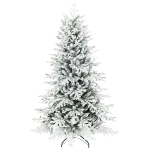 HOMCOM 180 cm Snow-Flocked Artificial Christmas Tree, Christmas Tree with 1,815 Branches, Foldable Metal Stand, Green