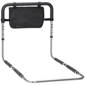HOMCOM Bed Support Rail Secure Protection Handle Adjustable 5 Heights Pouch Storage 87Lx51.5lx45-55H cm