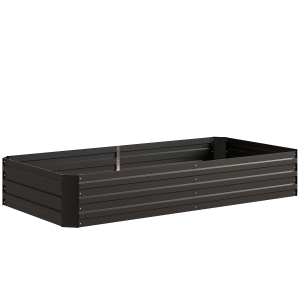 Outsunny Aiuola orto fioriera rettangolare in acciaio zincato con tutori per pomodori e piante rampicanti 180 x 90 x 29,5 cm