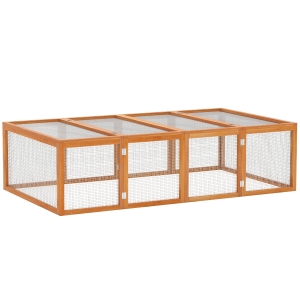 Pawhut Rabbit Hutch W/ Mesh Wire, 181Lx100Wx 48H cm-Natural Wood