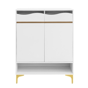 Zapatero con iluminación LED, mueble para pasillo con cajones y estantes, 80x35x105 cm, Blanco