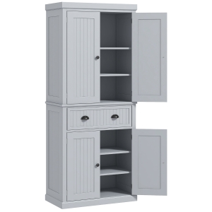 HOMCOM Armadio da cucina buffet cucina multi-scomparti ripiani regolabili 4 ante grande cassetto 76,2 x 40,2 x 183 cm grigio