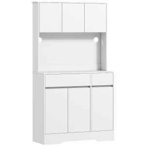 HOMCOM Modern Kitchen Sideboard with 4 Cabinets, 2 Drawers and Adjustable Shelves, 100x38x180 cm, White