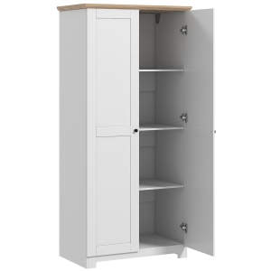 HOMCOM 172cm Kitchen Cupboard, Freestanding Storage Cabinet with Doors and Shelves, Modern 2-Door Kitchen Pantry Cupboard for Dining Room, White