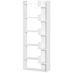 HOMCOM Bibliothèque, étagère de rangement à 6 niveaux, design irrégulier, pour salon, chambre, bureau, 60x21x162,5cm, blanc