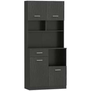 HOMCOM Szafka kuchenna, bufet z szufladą, drzwi Soft-Close, 80 x 35 x 180 cm, czarny