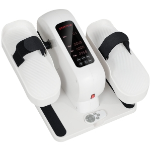 SPORTNOW Pedaleira para Apartamento Elíptico de Secretária Ecrã Lcd Telecomando e 12 Velocidades Ajustáveis 45x42x26 cm Branco