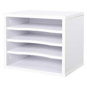 Vinsetto Organiseur bureau bois blanc avec 4 couches fournitures support d'imprimante dim. 35,5L x 25l x 28,6H cm