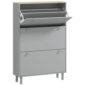 HOMCOM Móvel para Sapatos 24 Pares com 3 Gavetas Basculantes e Prateleiras Ajustáveis 80x23,5x121cm Cinza