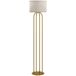 HOMCOM Candeeiro de Pé para Sala Candeeiro de Pé com Cúpula em Linho e Interruptor No Pé Ø 38x161 cm Dourado e Bege