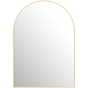 HOMCOM Espelho de Parede Arqueado Espelho de Casa de Banho com Aro em Liga de Alumínio para Quarto Sala Entrada 50 × 70 cm Dourado