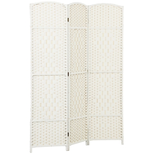 HOMCOM Biombo Interior em Madeira 3 Painéis Divisória de Ambiente Dobrável para Sala Quarto 135x180 cm Branco