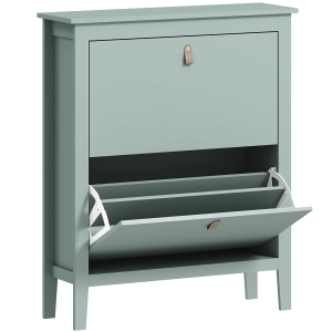 HOMCOM Modern Two-Drawer Shoe Cabinet - Green