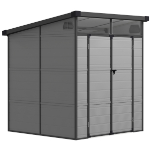Outsunny Abrigo de Jardim 3,24 m² 190x191x215 cm com Porta de Correr e Trinco Janela e Ventilação para Armazenamento de Ferramentas Cinza Claro