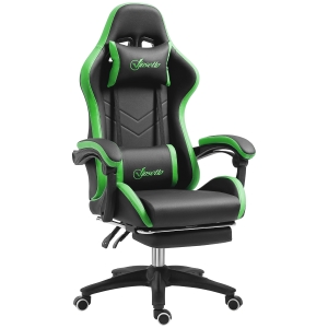 Vinsetto Scaun Gaming cu Înălțime Reglabilă, Scaun Gaming Ergonomic cu Spătar Rabatabil, 65x65x121-129 cm, Negru
