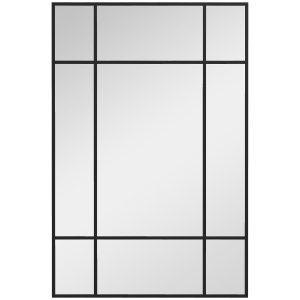 HOMCOM Espejo Rectangular de Pared Espejo de Ventana 90x60 cm con Marco de Metal Espejo Decorativo para Salón Dormitorio Negro