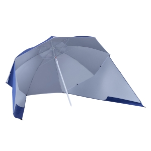 Outsunny 2-in-1 Sonnenschirm Strandmuschel Strandschirm Sonnenschirm, 210 cm x 210 cm x 222 cm, Blau + Weiß