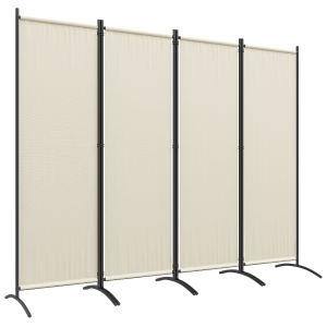 Outsunny Paravento da Esterno e Interno a 4 Pannelli Pieghevole, 221x50x172cm, Crema