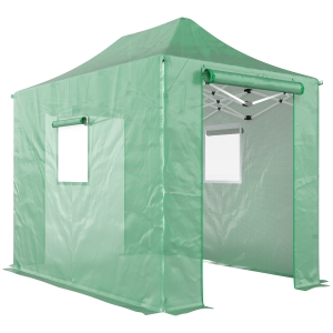 Outsunny Pop-up kas ca. 200x300x270 cm Opvouwbare foliekas met zadeldak en ritsdeuren en -ramen