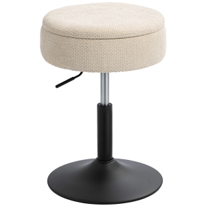 HOMCOM Banco de Bar com Armazenamento Altura Ajustável Giratório Estofado em Chenilla 39x39x49-65 cm Bege