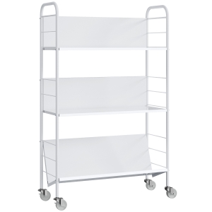 HOMCOM Boekenrek Opbergrek met 3 niveaus, wielen, speelgoedrek voor slaapkamer, 69 x 26 x 108 cm, Wit