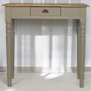 Solid Wood Hand-Painted Writing Desk with Stain-Based Finish, Writing Table with Drawer and Generous Worktop, 45L x 80W x 78H cm, Brown