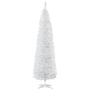 HOMCOM Árbol de Navidad Artificial Estrecho 210 cm con 499 Ramas y Base Desmontable Fácil de Montar Blanco