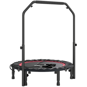 SPORTNOW Trampolim de Fitness Ø102 cm Dobrável com Guiador Ajustável de 4 Níveis e Bandas para Treino de Pernas e Corpo Vermelho
