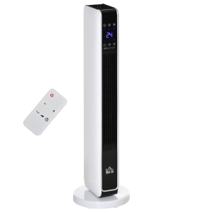 HOMCOM 1100W/2200W Space Heater with 65° Oscillation, Electric Heater with 2 Heat and Fan, 8-Hour Timer, Overheat & Tip Over Protection for Bedroom, 29 inch