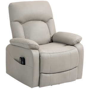 HOMCOM Fauteuil releveur électrique, fauteuil relax électrique avec fonction massage et chauffage, 89 x 94,5 x 103 cm, gris