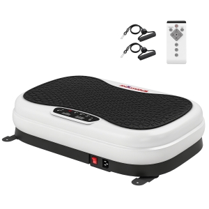 SPORTNOW Plataforma Vibratoria con 50 Velocidades 3 Programas Pantalla LED Mando a Distancia Bandas Elásticas Ejercicio en Casa