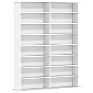 HOMCOM Mobile Libreria porta CD a 16 Ripiani dal Design Moderno in Legno, 106.5x24x126.3 cm, Bianco