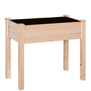Outsunny Fioriera Rialzata in Legno, Orto Rialzato su Piedistallo, Fori di Drenaggio, Tessuto non tessuto, 86x46x76 legno naturale