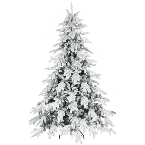 HOMCOM 7ft Super Flocked Christmas Tree - Green/White
