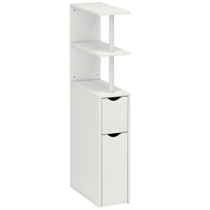 HOMCOM Colonna Bagno Salvaspazio con 2 Cassetti e Ripiani Aperti, 20x45x115 cm, Bianco