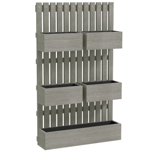 Outsunny Houten verhoogd plantenbed, verstelbaar met latwerk, tuinbed 60x16x100cm Grijs