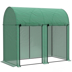 Outsunny Estufa Pequena Estufa de Exterior com Porta Dupla com Fecho de Correr e Cobertura de PE 200x100x178 cm Verde
