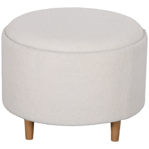 HOMCOM Banquinho Puff Estofado, Teddyfleece, armazenamento oculto, tampa reversível, 56 cm x 56 cm x 42 cm, Branco