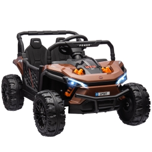 AIYAPLAY Carro elétrico infantil UTV buggy elétrico infantil com telecomando 2.4Ghz 2 motores 103L x 69l x 59H cm castanho