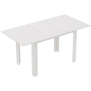 HOMCOM Mesa de jantar extensível, 120-160 x 70 cm, mesa de cozinha ajustável para 4-6 pessoas, MDF, branco alto brilho
