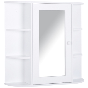 HOMCOM Bathroom Cabinet, Wall Mounted Mirror Cabinet with Single Door Mirror, Storage Organizer with Shelves, White