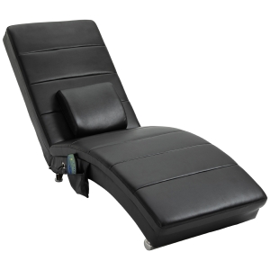 HOMCOM Poltrona Relax Elétrica para TV com 8 Pontos de Massagem, Função Reclinável e Design Zero-G, Poltrona de Massagem em Couro Sintético Preta para Sala de Estar